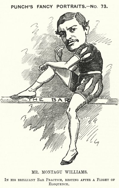 Caricature de Punch : Montagu Williams - Edward Linley (after) Sambourne