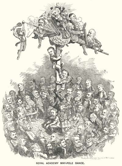Caricature de Punch : Danse du mât de mai de l