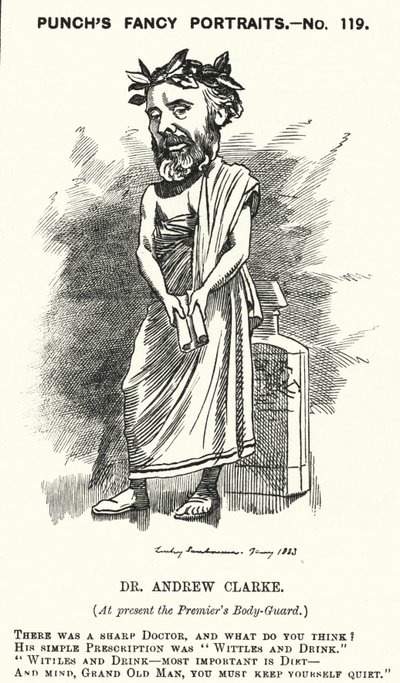 Caricature de Punch : Sir Andrew Clarke - Edward Linley (after) Sambourne