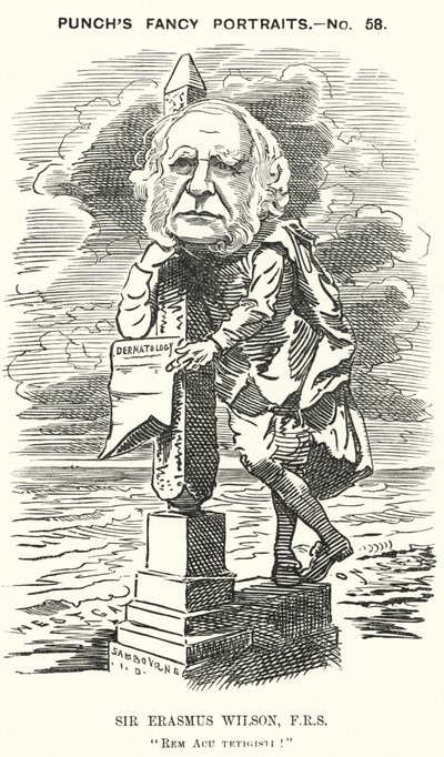 Caricature de Punch : Sir Erasmus Wilson, chirurgien et dermatologue anglais - Edward Linley (after) Sambourne