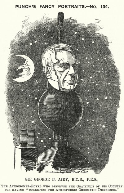 Caricature de Punch : Sir George Biddell Airy, astronome royal anglais - Edward Linley (after) Sambourne