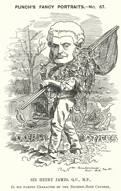 Caricature de Punch : Sir Henry James - Edward Linley (after) Sambourne