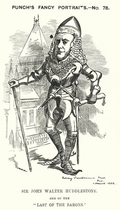 Caricature de Punch : Sir John Walter Huddleston, avocat et juge anglais (gravure) - Edward Linley (after) Sambourne