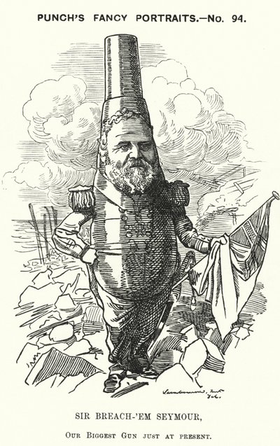 Caricature de Punch : Sir Michael Seymour, amiral britannique - Edward Linley (after) Sambourne
