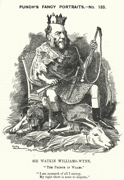 Caricature de Punch : Sir Watkin Williams-Wynn, 6e baronnet - Edward Linley (after) Sambourne