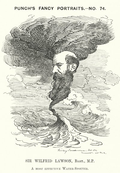 Caricature de Punch : Sir Wilfrid Lawson, homme politique libéral radical anglais et militant de la tempérance (gravure) - Edward Linley (after) Sambourne
