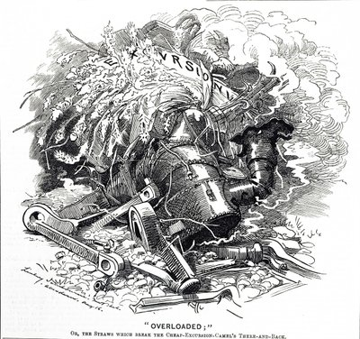 Caricature intitulée "Surchargé"; ou la paille qui a brisé le dos du chameau - Edward Linley Sambourne