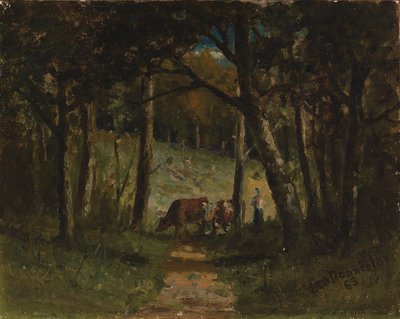 Sans titre (vaches sur un chemin en forêt) - Edward Mitchell Bannister