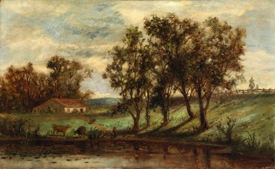 Sans titre (homme avec des vaches broutant près d