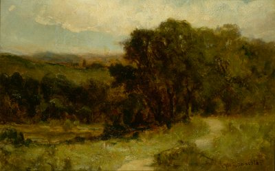 Paysage sans titre avec route près du ruisseau et arbres - Edward Mitchell Bannister