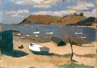 Baie de Carmarthen (huile sur carton) - Edward Morland Lewis