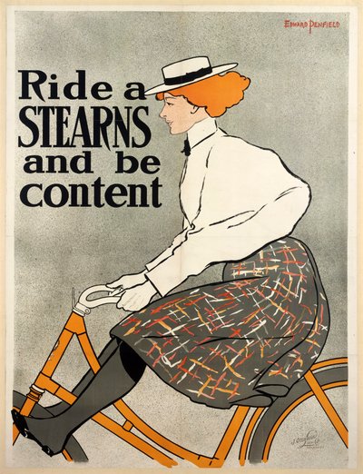 Montez un Stearns et soyez content, vers 1896 lithographie en couleur - Edward Penfield