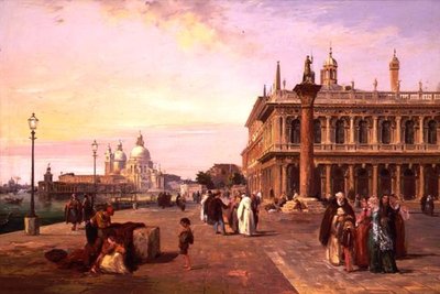 Figures sur la Piazzetta, Venise avec, Salute au-delà - Edward Pritchett