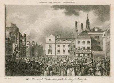 Les Chambres du Parlement avec le cortège royal - Edward Pugh