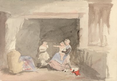 Intérieur avec mère et deux enfants - Edward Thompson Davis