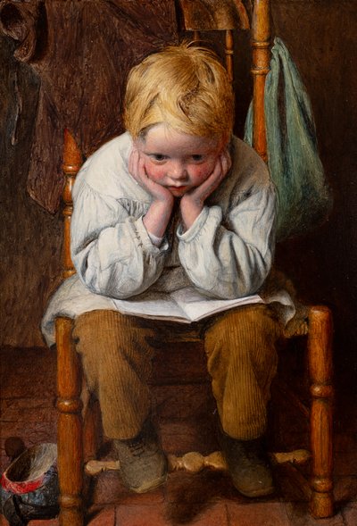 Learning by Heart (huile sur carton) - Edward Thompson Davis