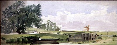 Scène au bord de la rivière avec une écluse, c.1860 - Edward W. Robinson