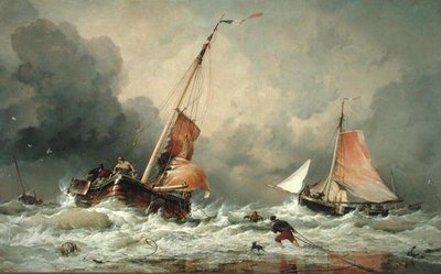 Pincks Néerlandais arrivant et se préparant à prendre la mer au retour de la marée - Edward William Cooke
