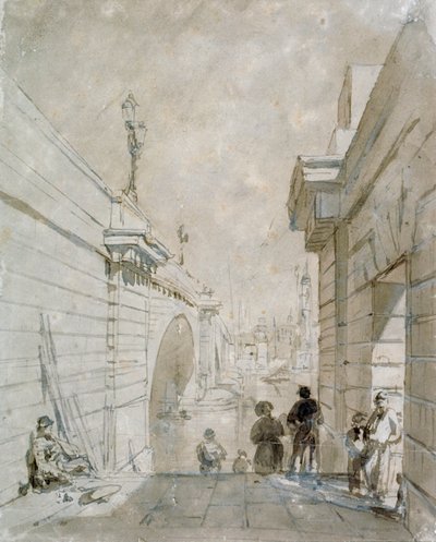 Pont de Londres vu du nord depuis le débarcadère supérieur près de Tooley Street - Edward William Cooke