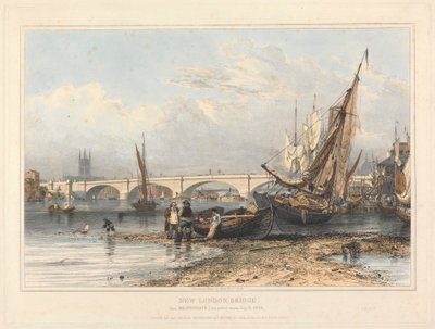 Nouveau pont de Londres depuis Billingsgate (marée basse) - Edward William Cooke
