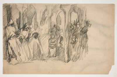 Étude de composition pour la série de fresques La Quête du Saint Graal à la bibliothèque publique de Boston - Edwin Austin Abbey