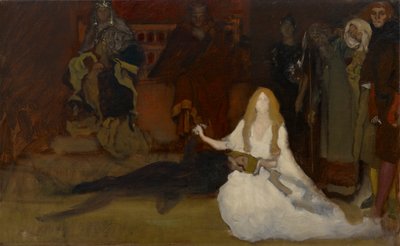 Étude de composition pour La Scène de la pièce dans Hamlet, Acte III, Scène II - Edwin Austin Abbey