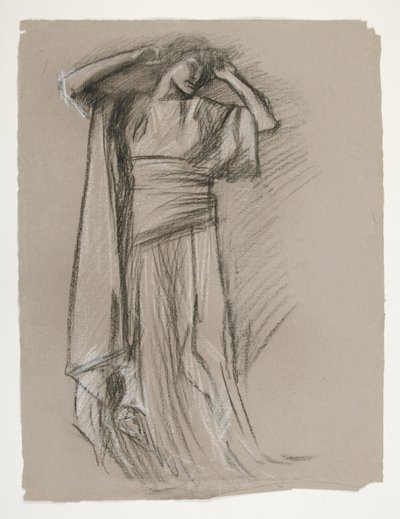 Étude de figure pour le Château des Demoiselles (?), de La Quête du Saint Graal (une série de 15 peintures pour la Bibliothèque publique de Boston, achevée en 1901) - Edwin Austin Abbey