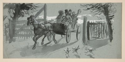 Groupe de personnes dans une charrette ouverte - (illustration non identifiée) - Edwin Austin Abbey