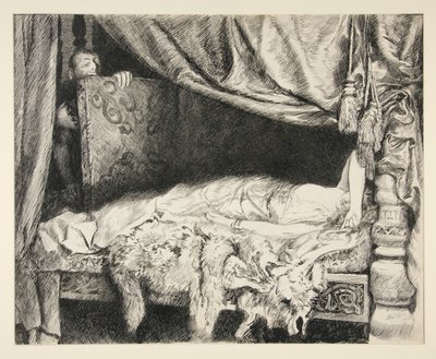 Iachimo vole dans le coffre - Acte II, Scène II, Cymbeline - Edwin Austin Abbey
