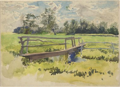 Paysage, marais et pont - Edwin Austin Abbey