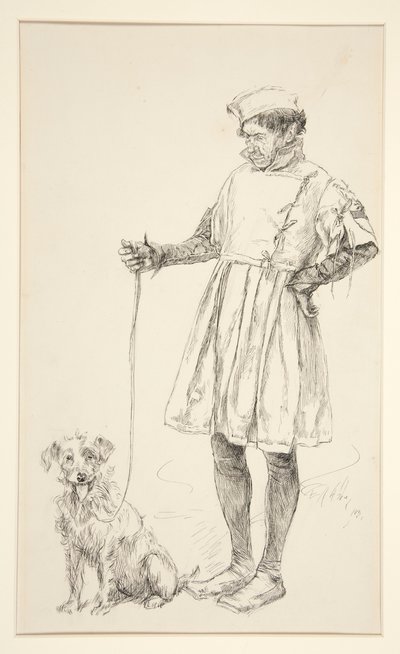 Launce et son chien, Acte IV, Scène iv, Les Deux Gentilshommes de Vérone - Edwin Austin Abbey