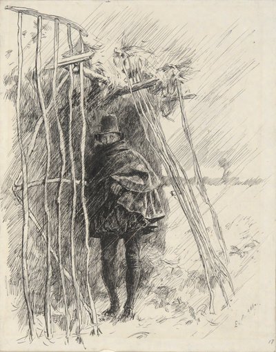 Homme sous la pluie, étude pour illustration - Edwin Austin Abbey