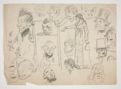 Feuille de croquis de visages - Edwin Austin Abbey