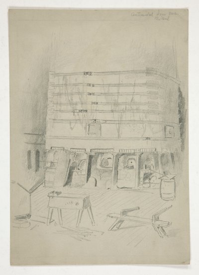 Esquisse des Continental Iron Works (?) [intérieur industriel] - Edwin Austin Abbey