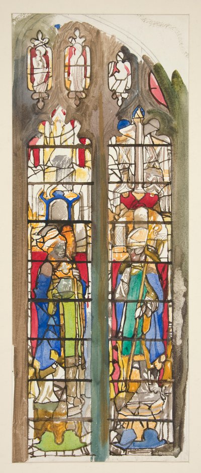 Étude pour une fenêtre en vitrail non identifiée avec des saints - Edwin Austin Abbey