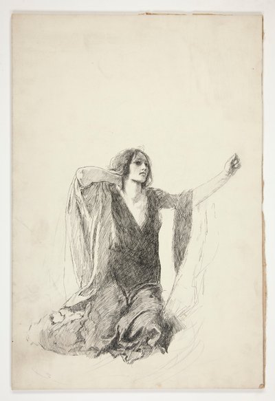 Étude de femme agenouillée, probablement une étude pour Juliette dans la scène du tombeau - Edwin Austin Abbey