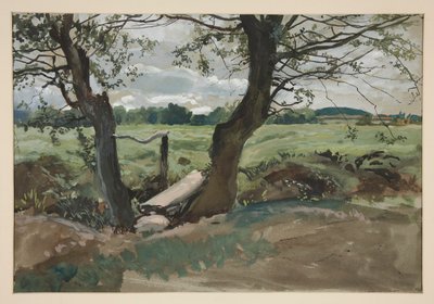 Étude de deux arbres et un champ - Edwin Austin Abbey