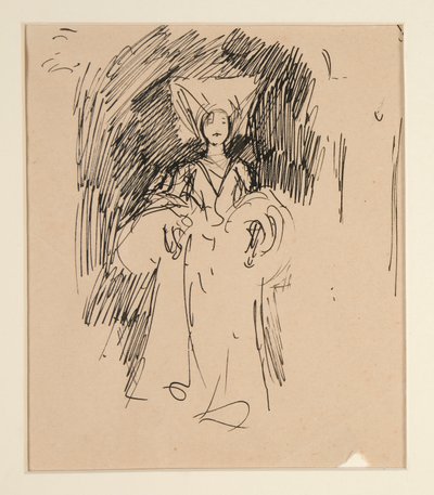 Étude de femme en costume médiéval pour - Edwin Austin Abbey