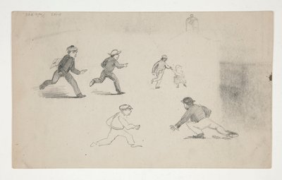 Trois études (hommes avec chevaux, étude de tête) (recto); Six études de figures en course, étude d
