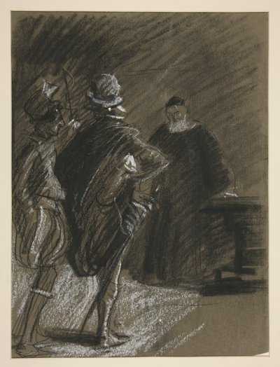 Trois hommes, étude pour La Mégère apprivoisée (?) - Edwin Austin Abbey