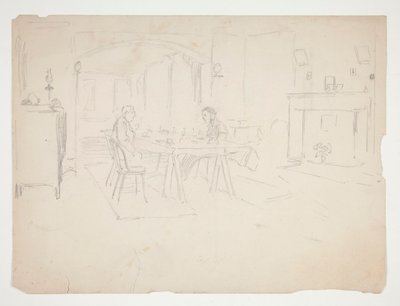 Deux hommes à table dans un intérieur - Edwin Austin Abbey