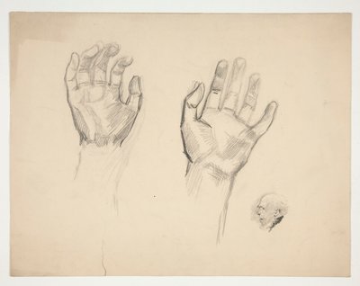 Deux croquis : croquis de deux mains ; croquis d