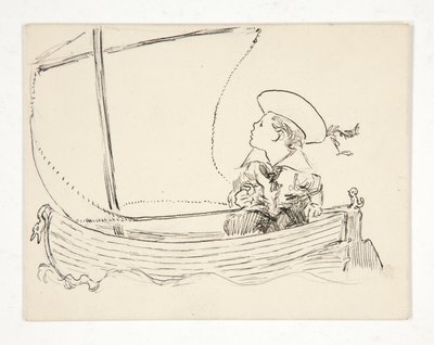 Illustration non identifiée [Garçon dans un petit bateau] - Edwin Austin Abbey