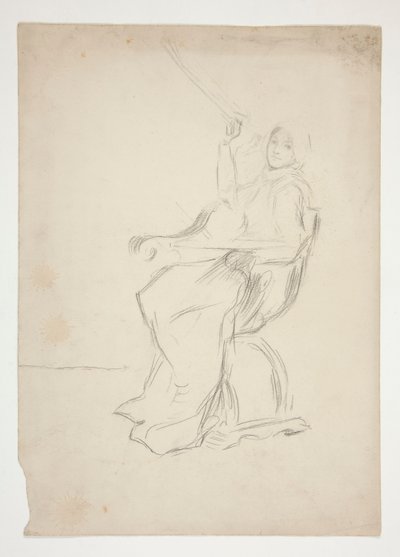 Femme assise sur une chaise (recto); Deux croquis architecturaux non identifiés (verso) - Edwin Austin Abbey