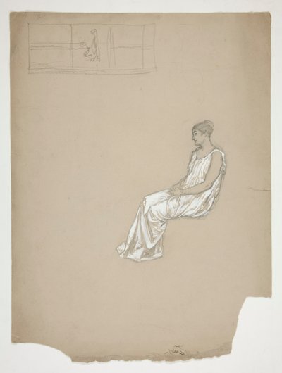 Femme assise en tenue classique : étude pour - Edwin Austin Abbey