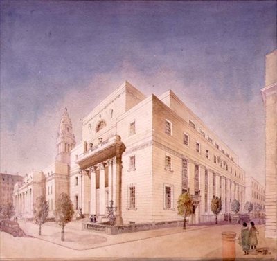 Élévation de la Bibliothèque Publique, Marylebone Road, Londres - Edwin Cooper