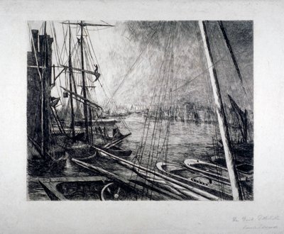 Pool de Londres depuis Rotherhithe, avec des navires au premier plan, vers 1890 - Edwin Edwards