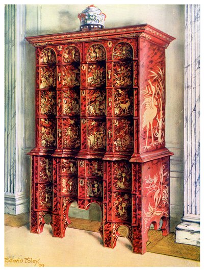 Commode double en laque rouge et dorée, 1910 - Edwin Foley