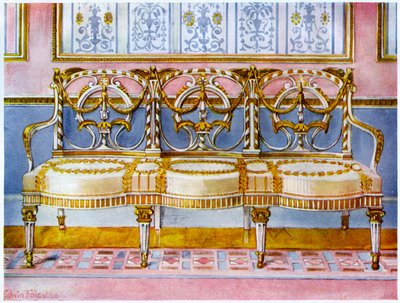 Canapé blanc doré et peint, influence Pergolesi 1911-1912 - Edwin Foley