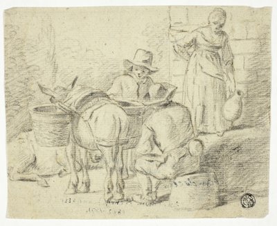 Hommes et ânes, femme à la cruche - Edwin Henry Landseer